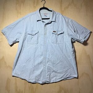 Carhartt Denim Short Sleeve Button Up Shirt 2XL Light Blue Chambray Workwear